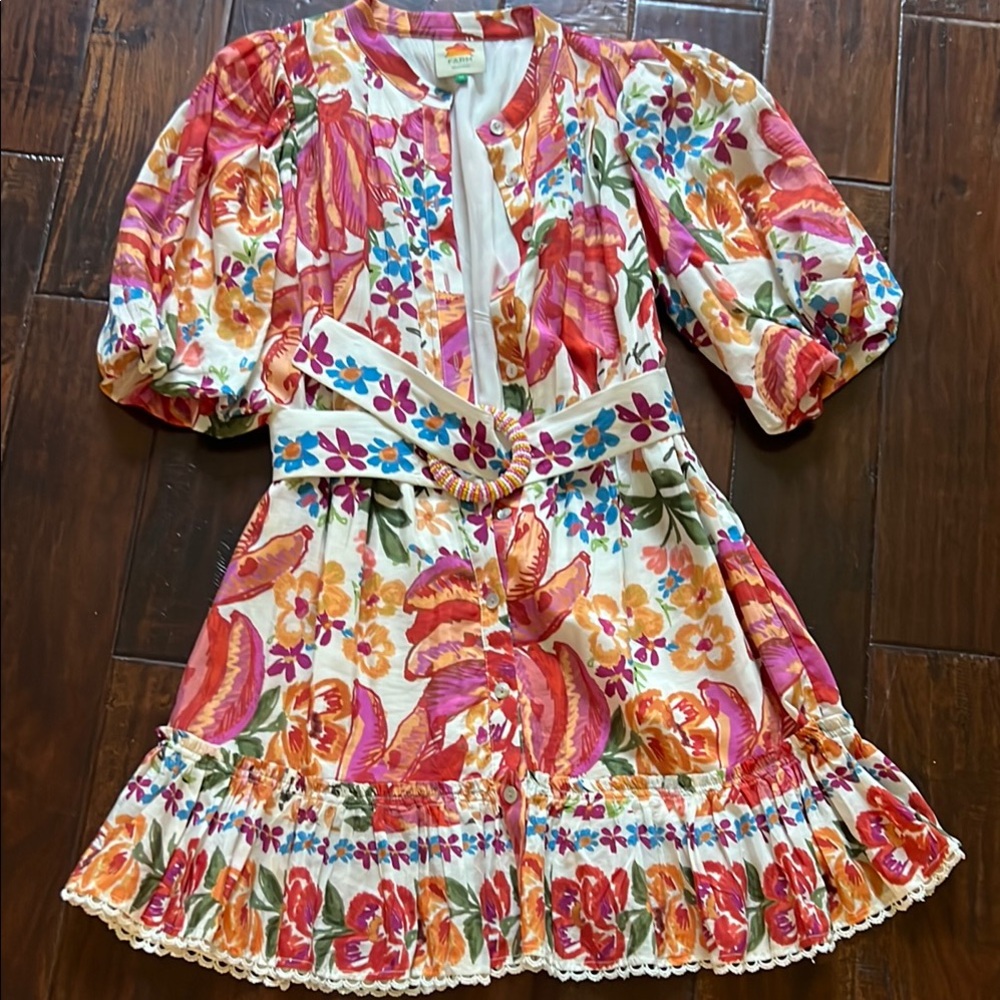 FARM Rio Colorful Ruffled Mini Sundress